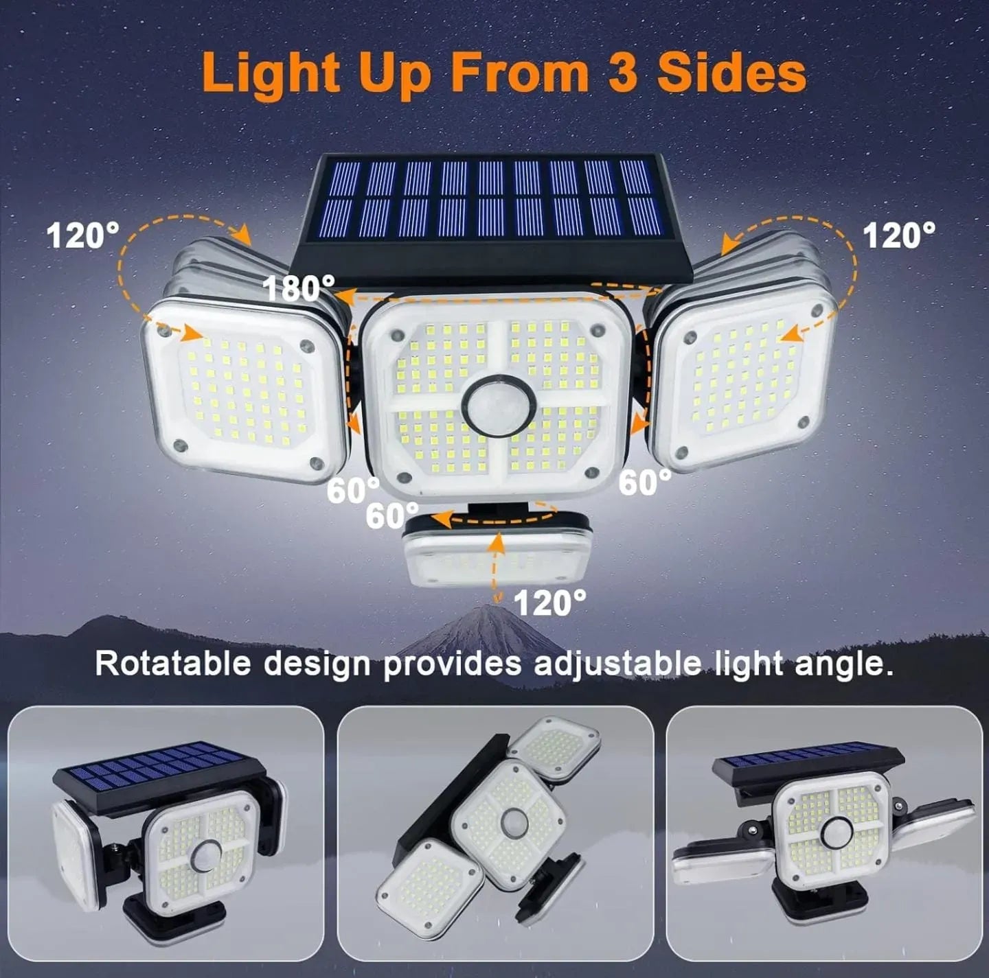 Lampara Solar Para Exteriores, 231 Led Con Sensor De Movimiento