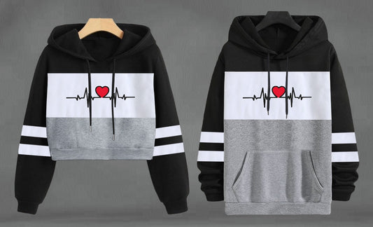 Buso Buzo Hoodie Corazón eléctrico 1 Pareja Combinado