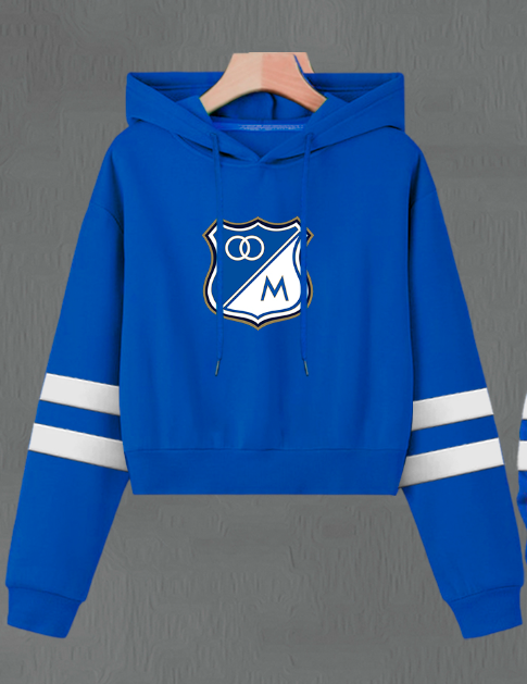 Buzo Buso Hoodie Azul Millonarios Dama