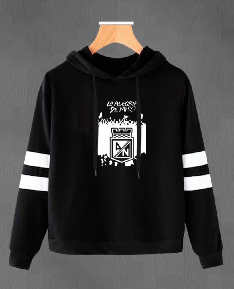 Buso Buzo Hoodie Negro Lineas Nacional