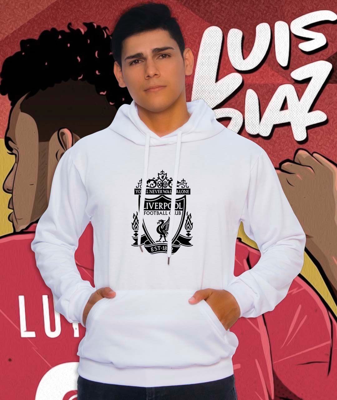 Buzo Buso Hoodie Blanco LiverPool