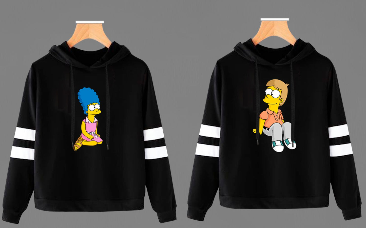 Buzo Buso Hoodie Negro Homero Y Marge