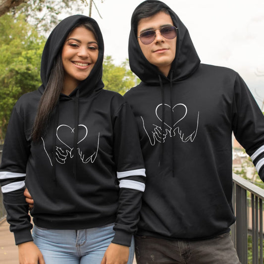 Buzo Buso Hoodie Pareja Negro Manitas