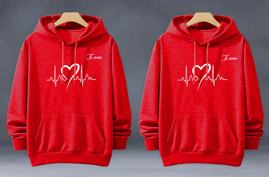 Buzo Buzo Hoodie Rojo Pareja Corazón