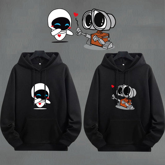 Buzo Hoodie Pareja Walle y Eva Negro