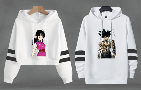 Buzo, Saco Hoodie Blanco Goku y Milk