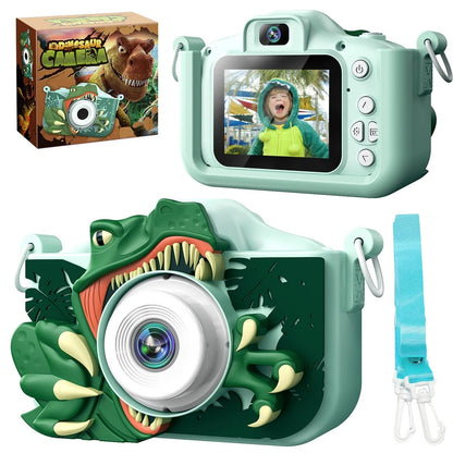 Cámara Digital Fotos Videos Para Niños Funda Dinosaurio