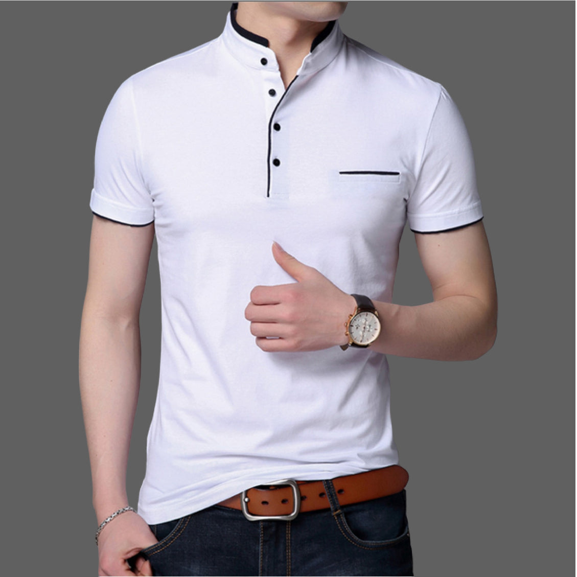 Camisa Buzo Polo Botones Manga Corta