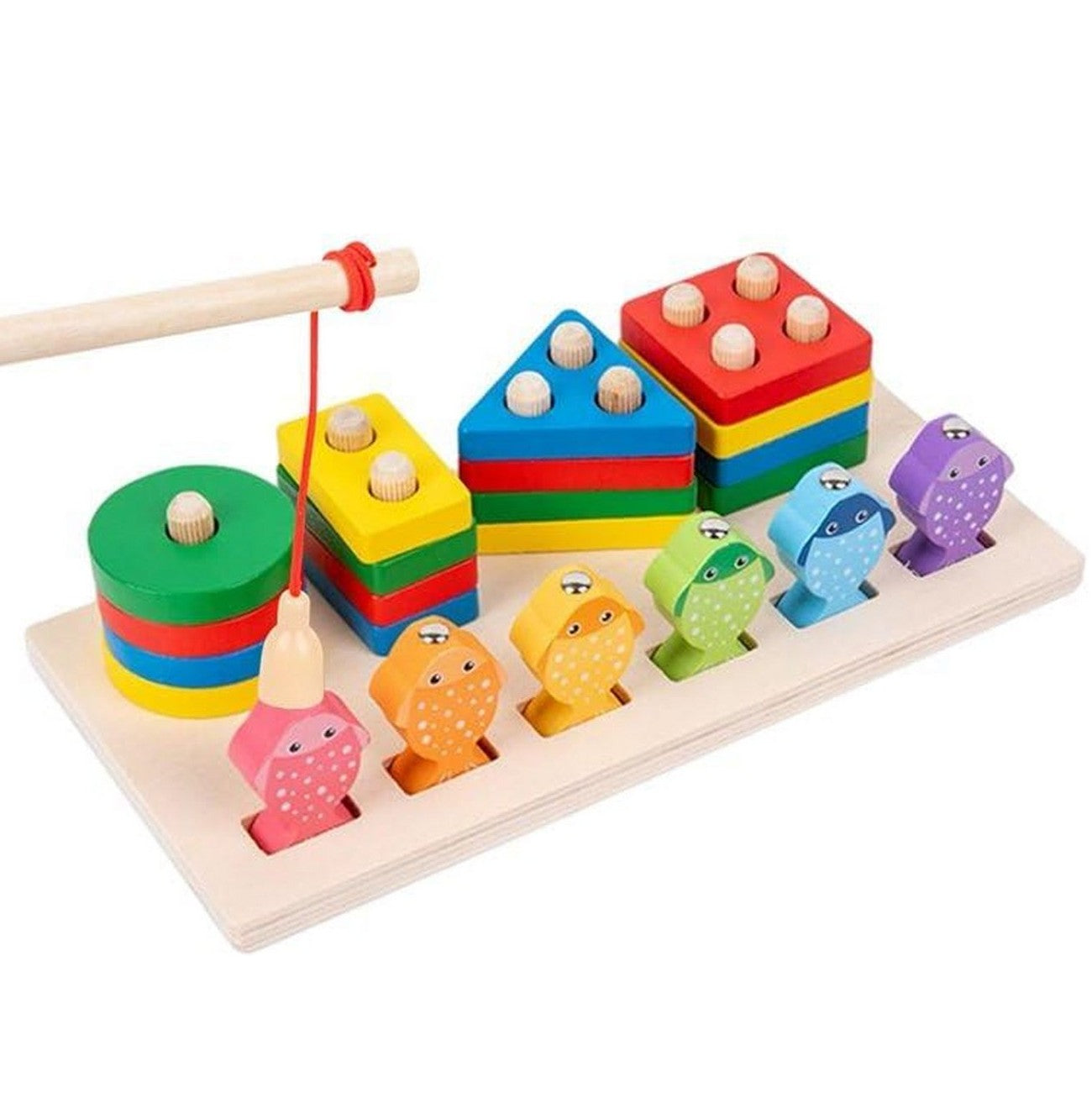 Juego Madera Encastre Y Pesca 2 En 1 Aprendizaje Niños