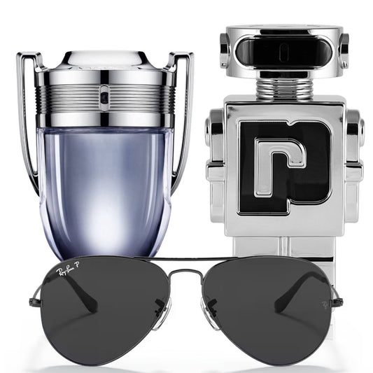 PROMO 83 G (INVICTUS 100 ML  + GAFAS RAYBAN + PHANTOM 100 ML ) KIT PERFUMES + GAFAS RAYBAN TIPO PILOTO