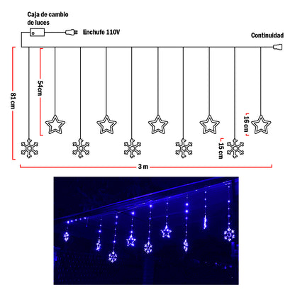 Luz lluvia de estrellas 3 metros