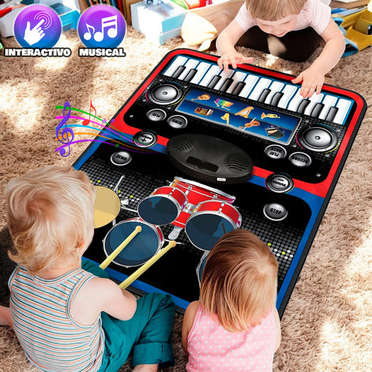 Tapete Musical Interactivo 2 en 1 Piano y Bateria Sensorial SLW9881